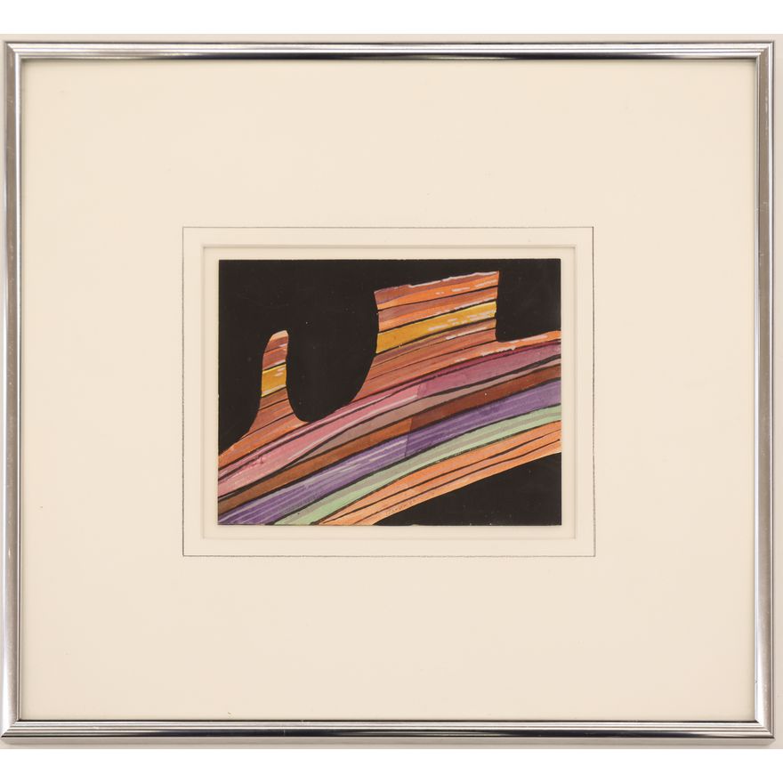 Byron Gardner ''Rainbow Mesa with Black Sky'' Gouache on Paper Framed