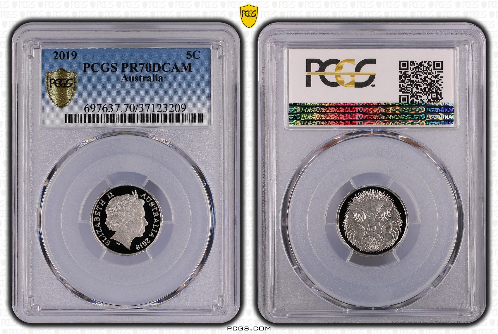 100 · 2019 Australia Five Cent, 5c PCGS - PR70DCAM POP 17/0 -209