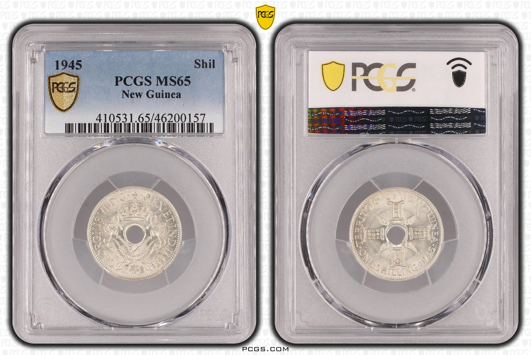 New Guinea, Shilling, 1945, PCGS MS65