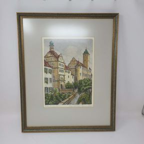 Original Bad Mergentheim Castle Etching by Ernst Geissendorfer - Signed