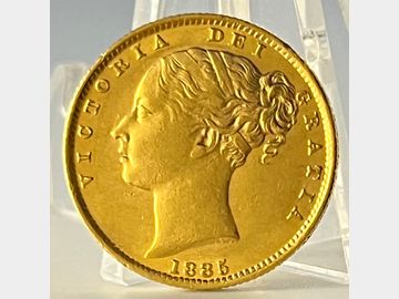1885 VICTORIA YOUNG HEAD SYDNEY MINT SHIELD GOLD SOVEREIGN