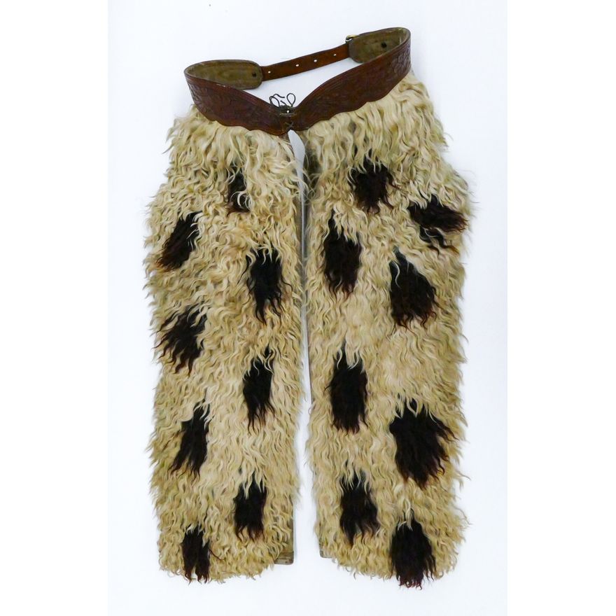 Pair Old John Clark Spotted Wooly Leather Chaps