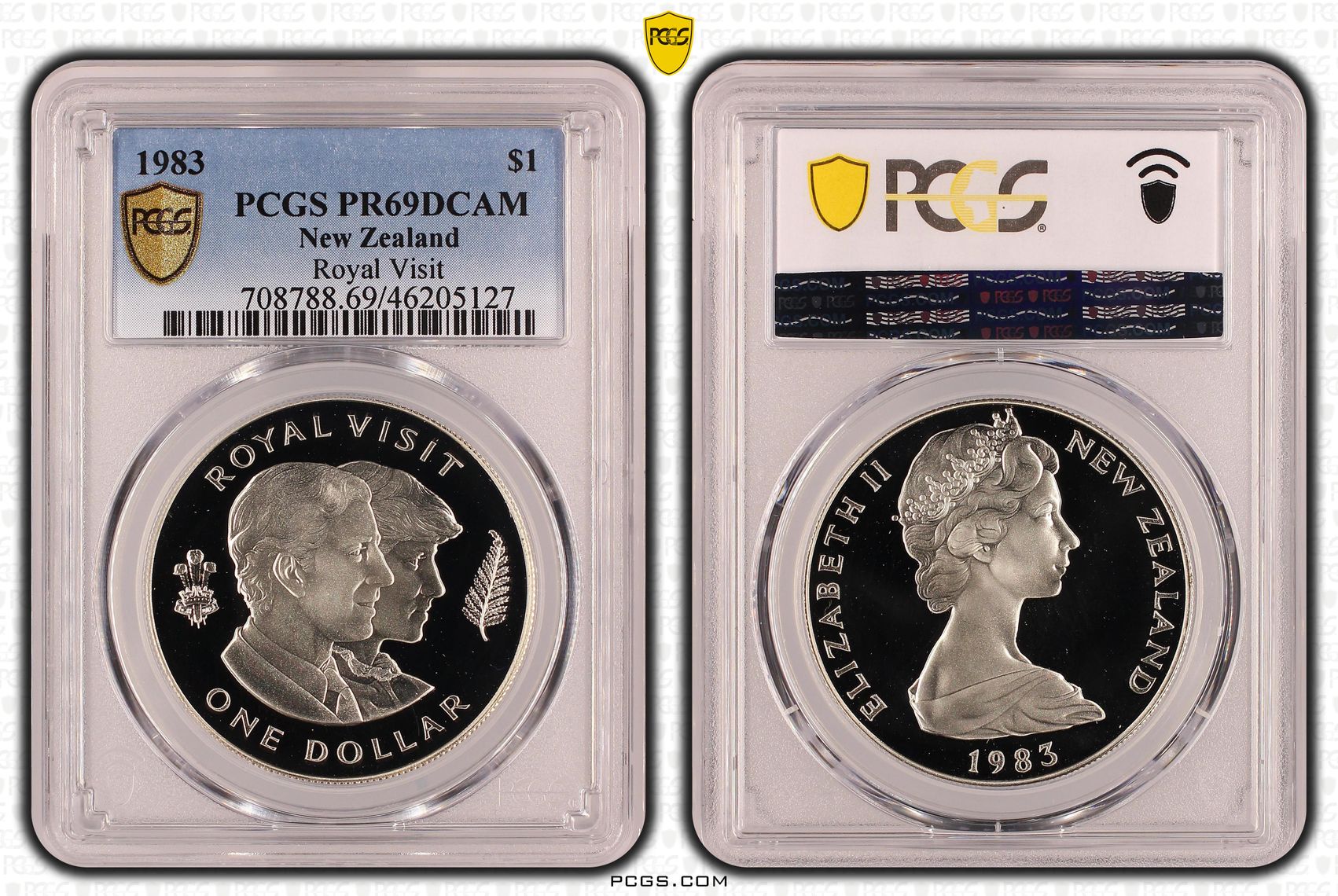 65 · New Zealand, One Dollar, 1983, Royal Visit, PCGS - PR69DCAM