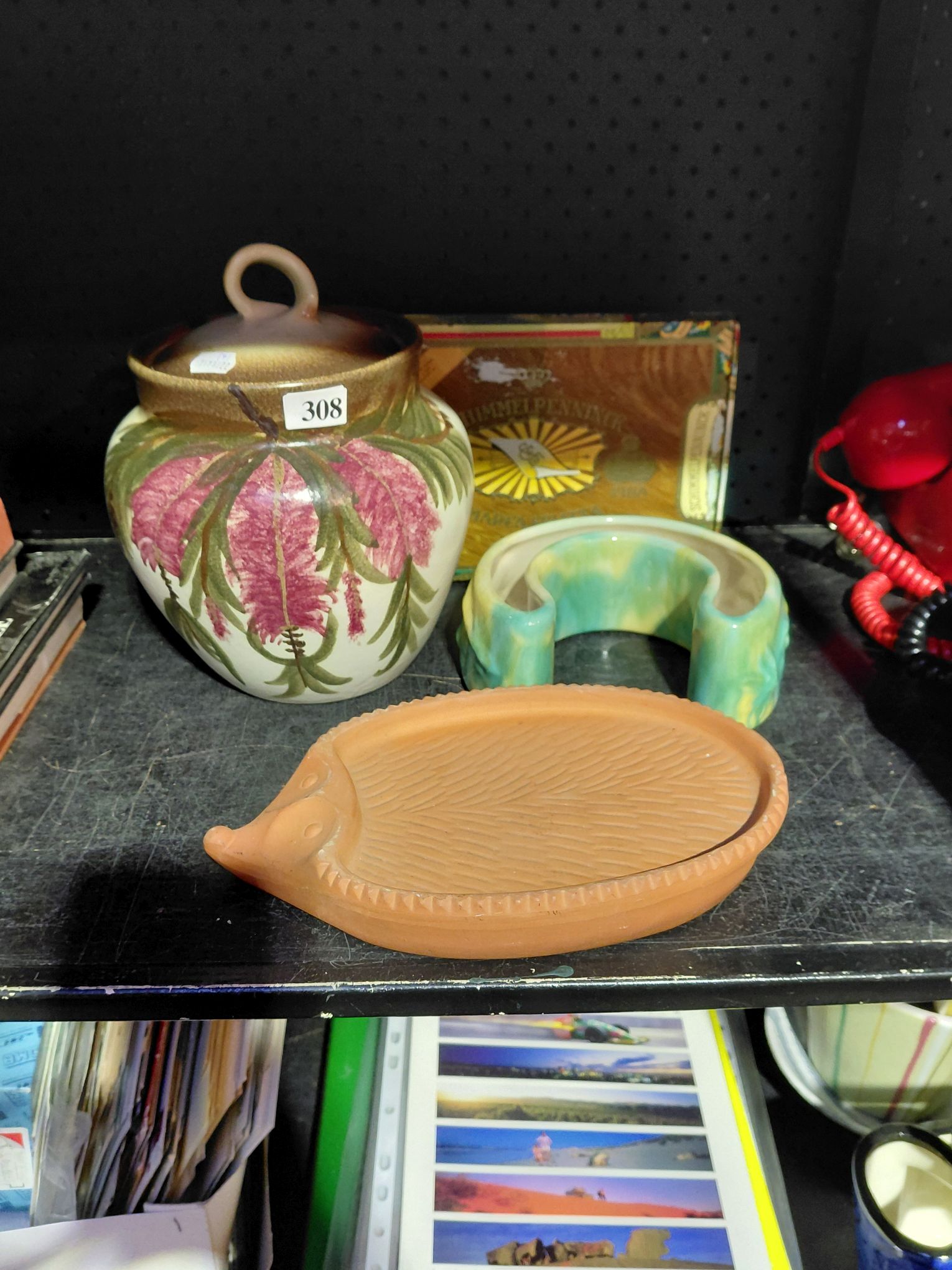 308 · POTTERY AND CIGAR BOX