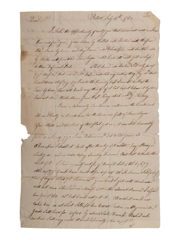 [SIGNER]. LANGDON, John (1741-1819). Letter signed ("John Langdon"). Portsmouth, NH. 16 July 1762. [With:] LANGDON, Betsy. ALS 1763.