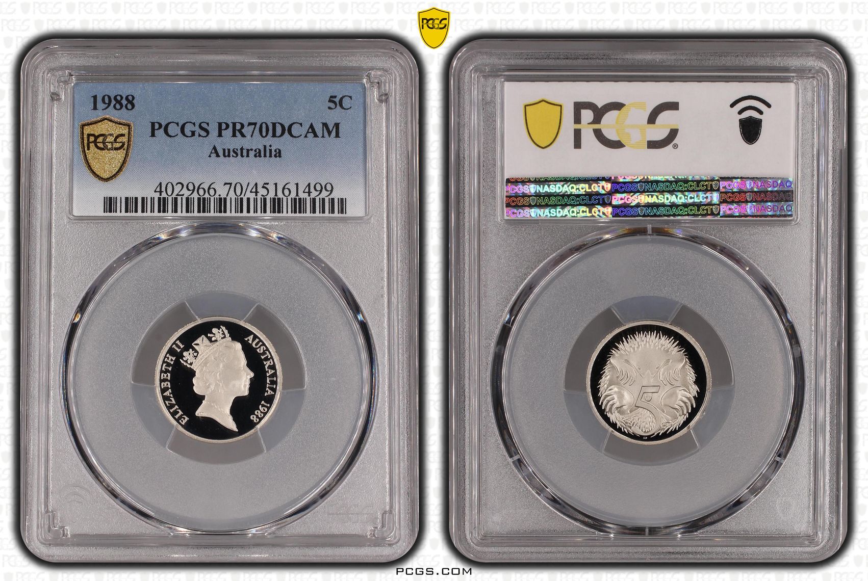 1988 Australia Five Cent, 5c PCGS - PR70DCAM POP 13/0 -499