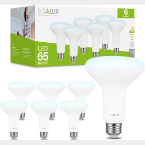 6 COUNT (PACK OF 1) SIGALUX LED FLOOD LIGHTS INDOOR, BR30 LED BULB 65W EQUIVALENT, DIMMABLE RECESSED LIGHT BULB 650LM 5000K DAYLIG