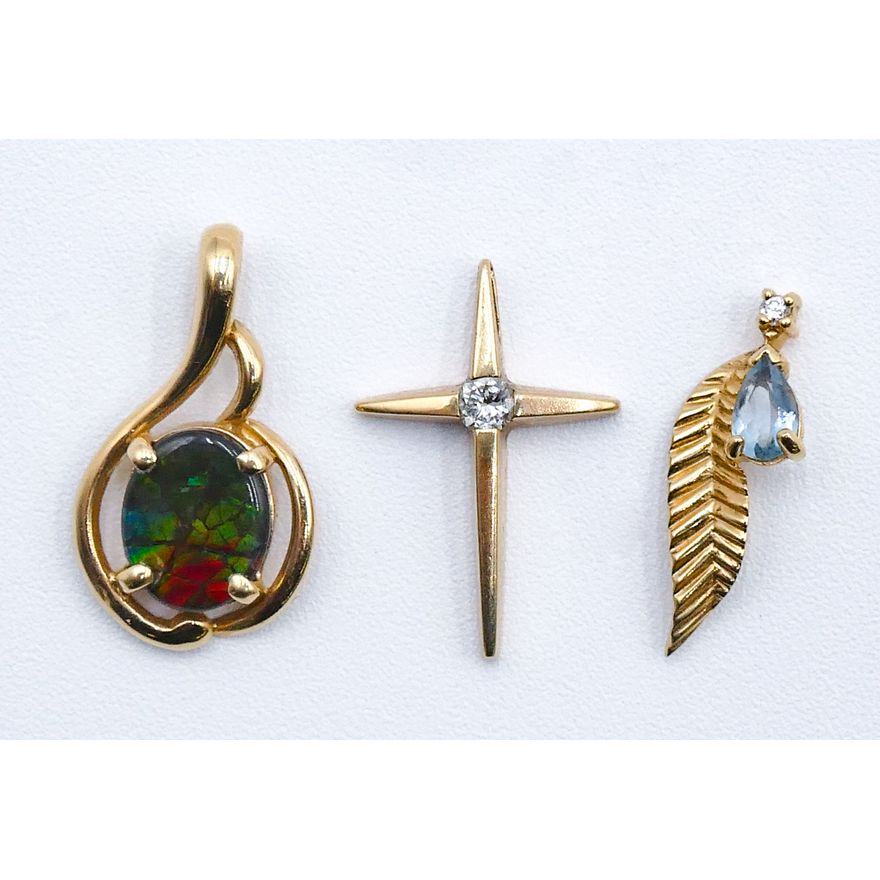 Box 3pc 14k Opal and Stone Pendants - 4.9 Grams TW