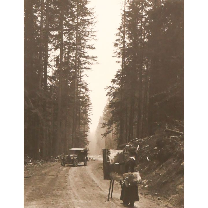 NW Female Painter in the Woods Photograph Framed- 28x24''