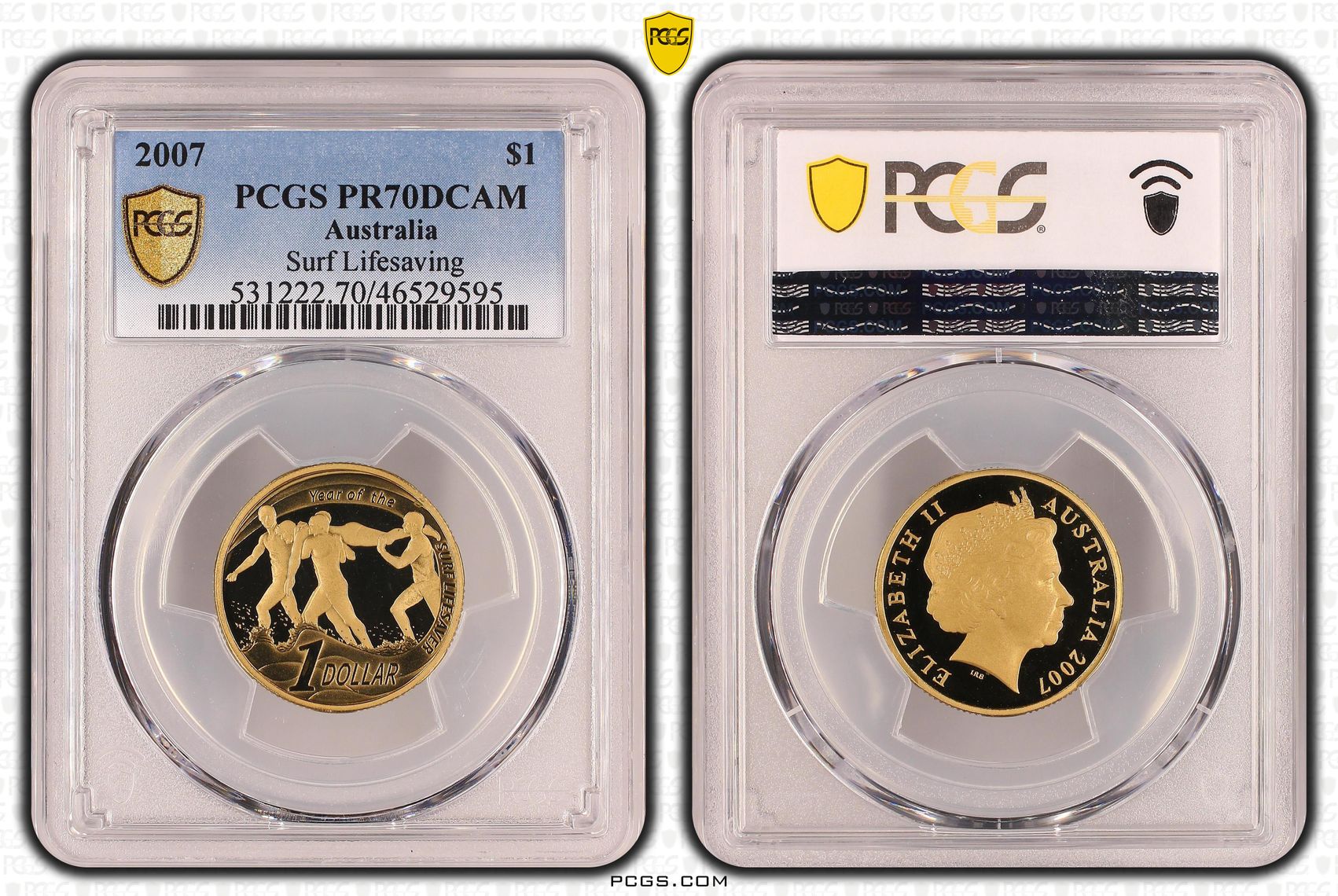 Elizabeth II, Surf Lifesaving, POP 4/0, One Dollar, 2007, PCGS PR 70DCAM