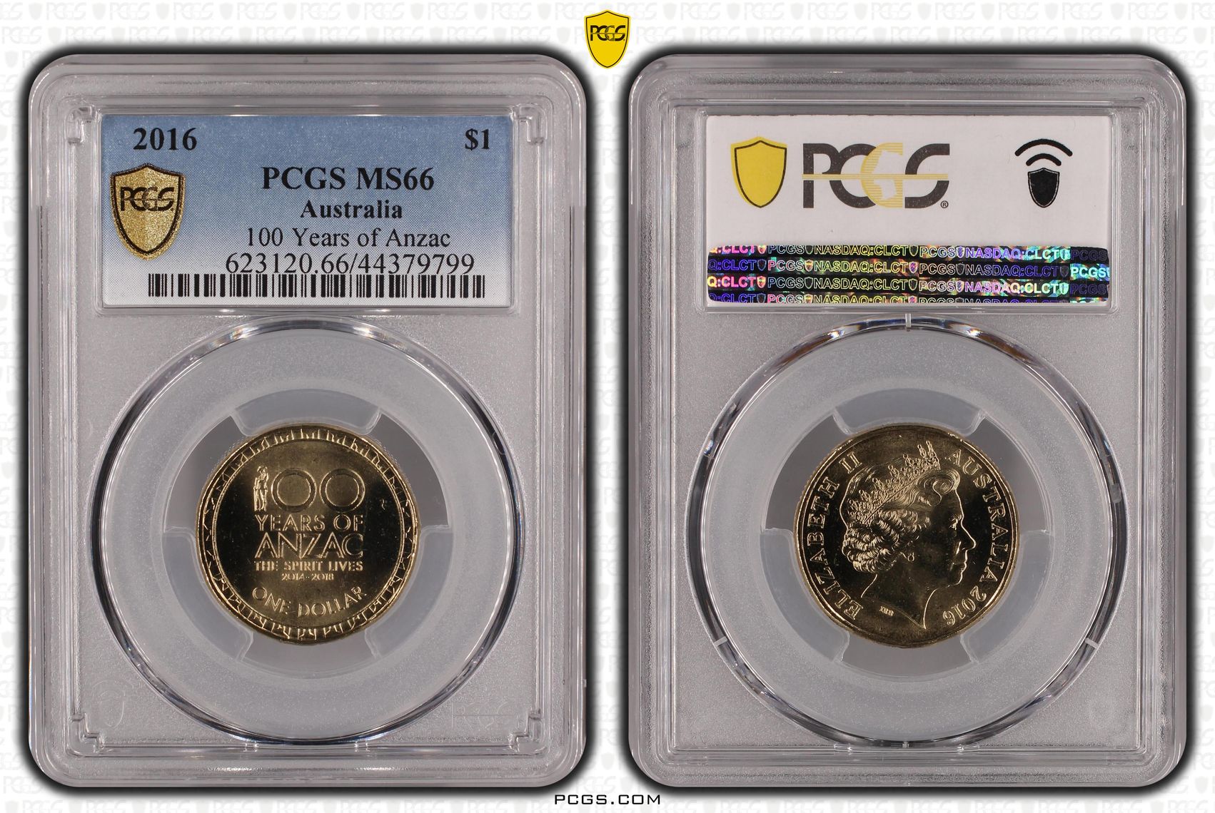 100 Years of Anzac, One Dollar, 2016, PCGS MS 66