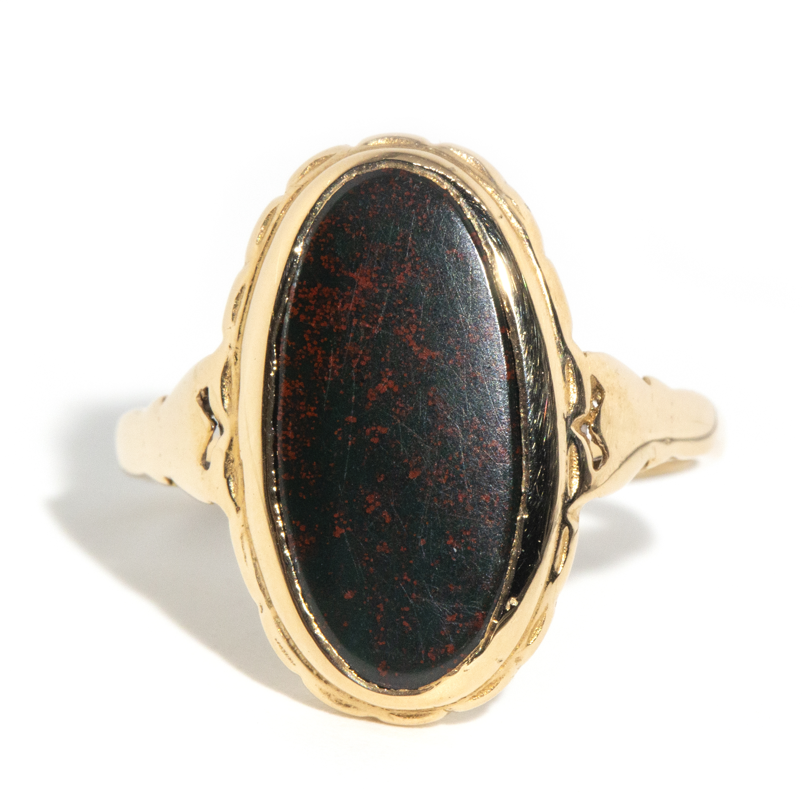 Vintage Bloodstine 9 Carat Gold Ring,