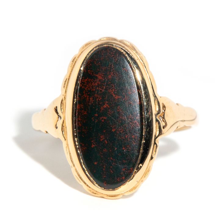 Vintage Bloodstine 9 Carat Gold Ring,
