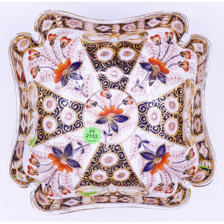 Antique Dresden Gilt Imari Pattern Quatrefoil Bowl- 3x7''