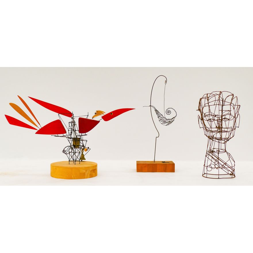 3pc Joe Police Steel Wire and Kinetic Sculptures
