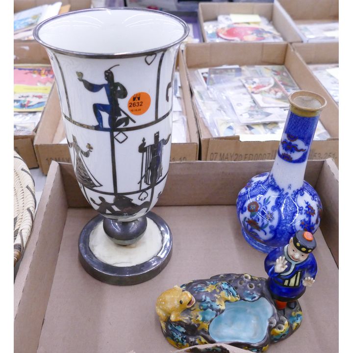 Box Silver Overlay Vase Etc