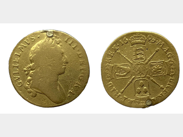 1695 KING WILLIAM III GOLD GUINEA - PLUGGED