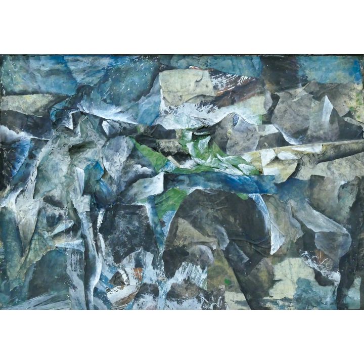 Neil Meitzler ''Mystic Mountains'' Casein and Collage