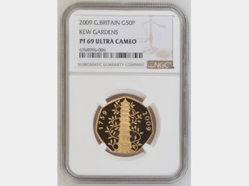 2009 'KEW GARDENS' PROOF GOLD 50 PENCE PF69 UCAM