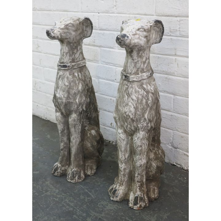 PAIR OF CAST CONCRETE SEATED DOGS