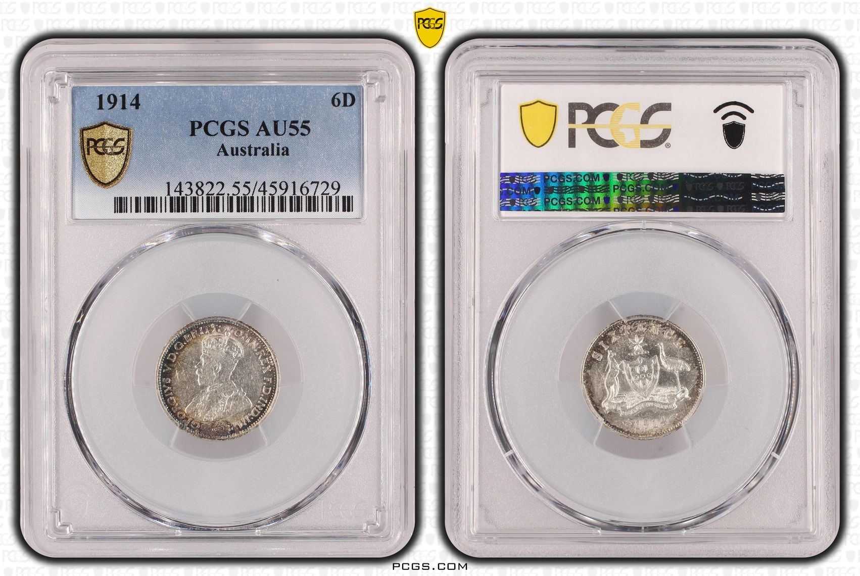 1914 Australia Sixpence PCGS - AU55 -729