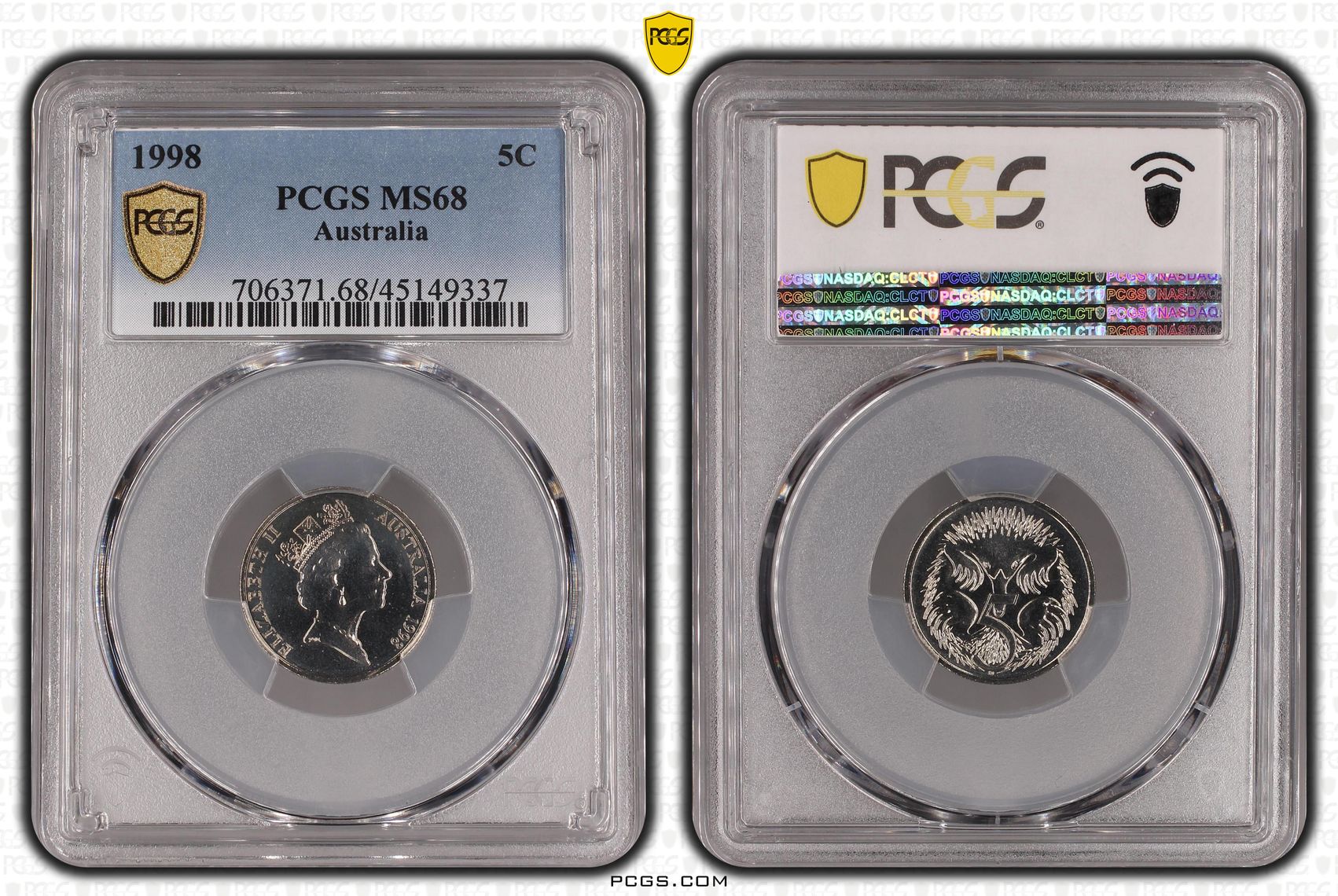 1998 Australia Five Cent, 5c PCGS - MS68 -337