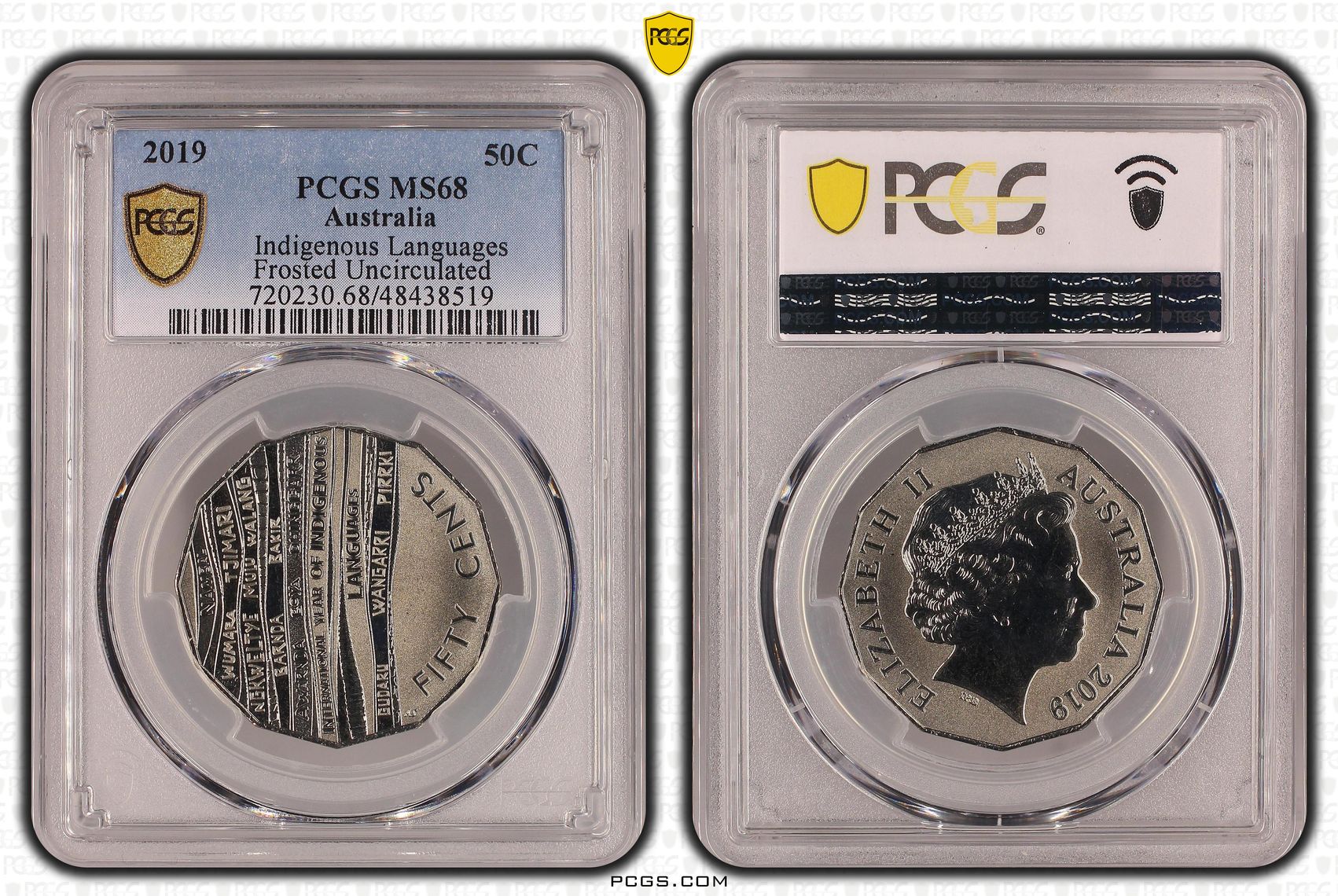 Indigenous Languages Frosted Uncirculated, Fifty Cent, 2019, PCGS MS68