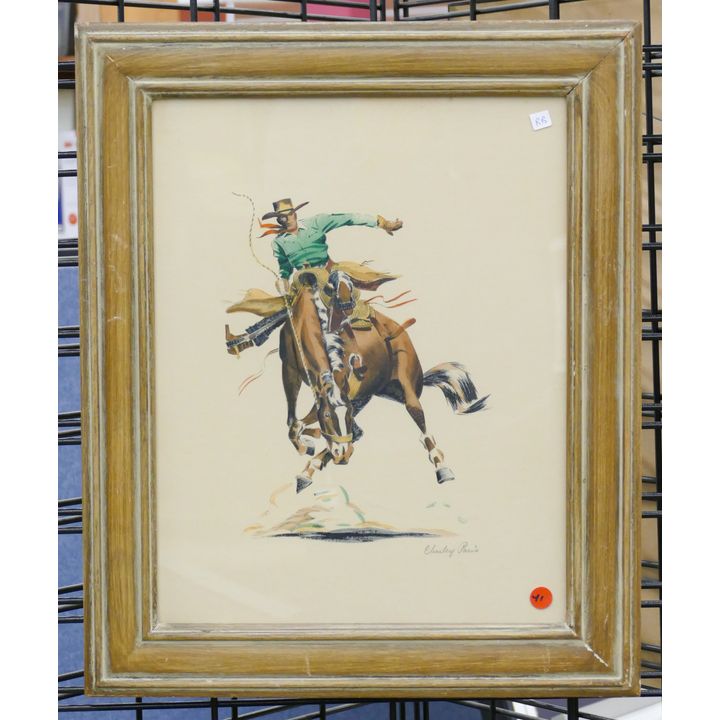 Charley Paris ''Riding High'' Signed Tinted Western Lithograph
