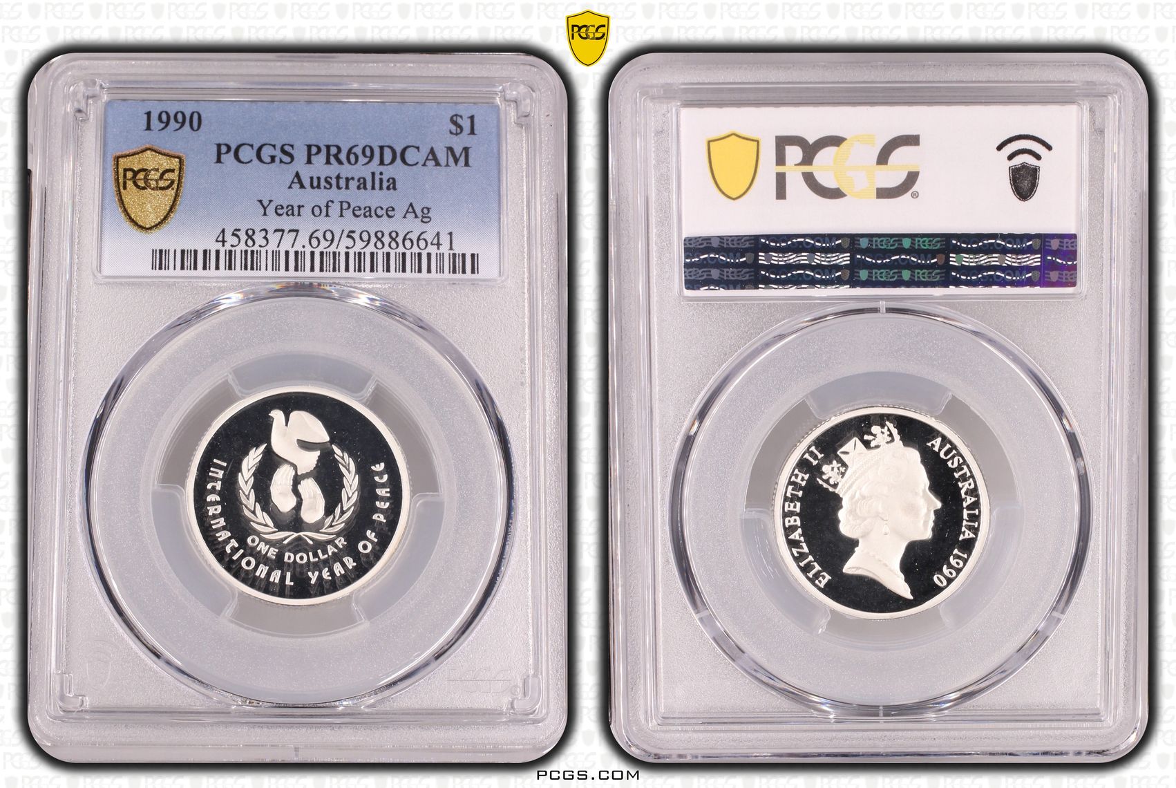 Year of Peace Silver, One Dollar, 1990, PCGS PR69DCAM