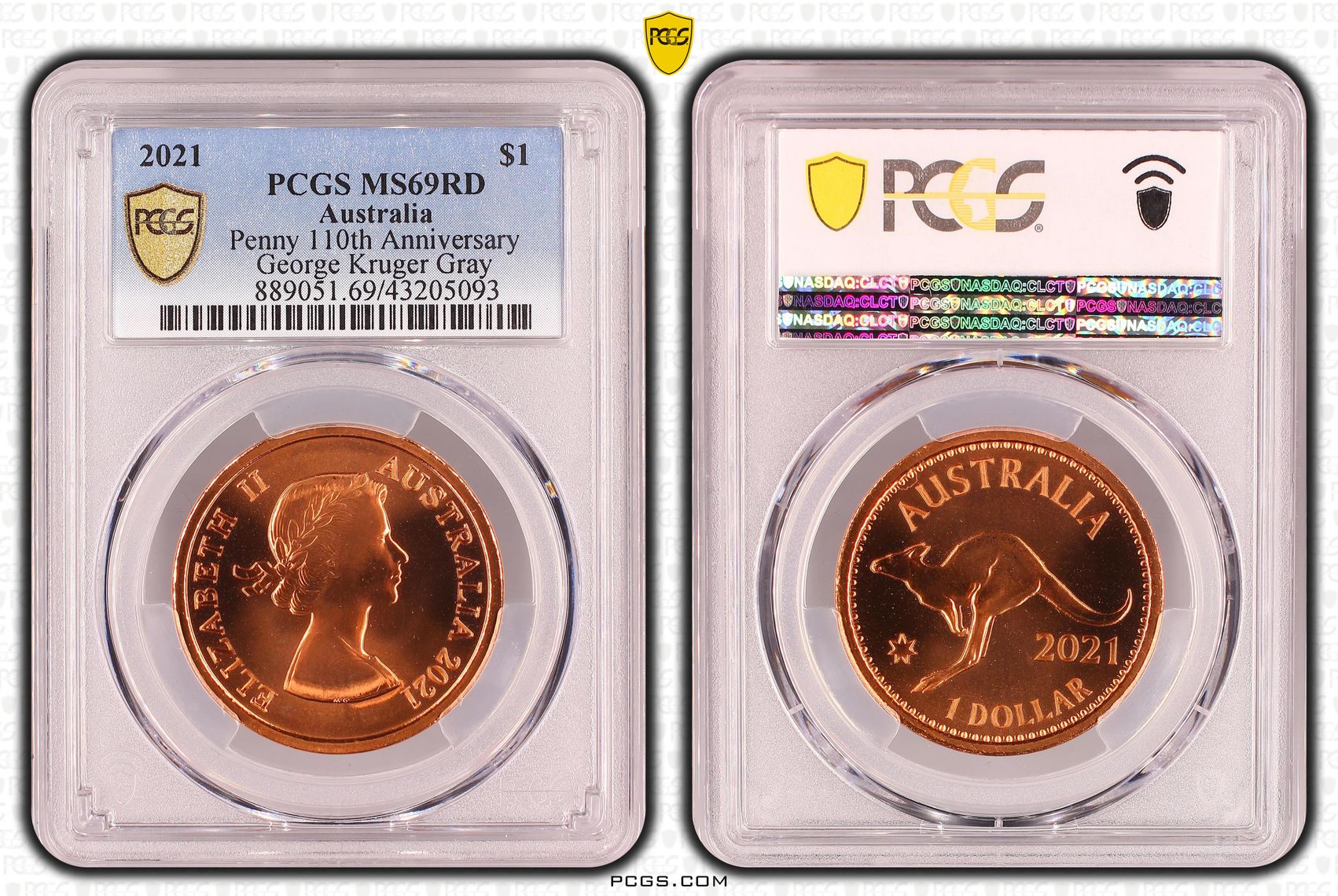 2021 Australia One Dollar, $1 Penny 110th Anniversary PCGS - MS69RD POP 9/0 -093