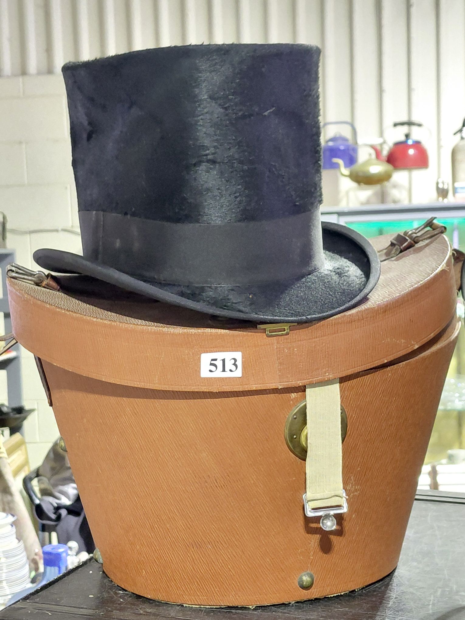 Antique Mens Top Hat And Box