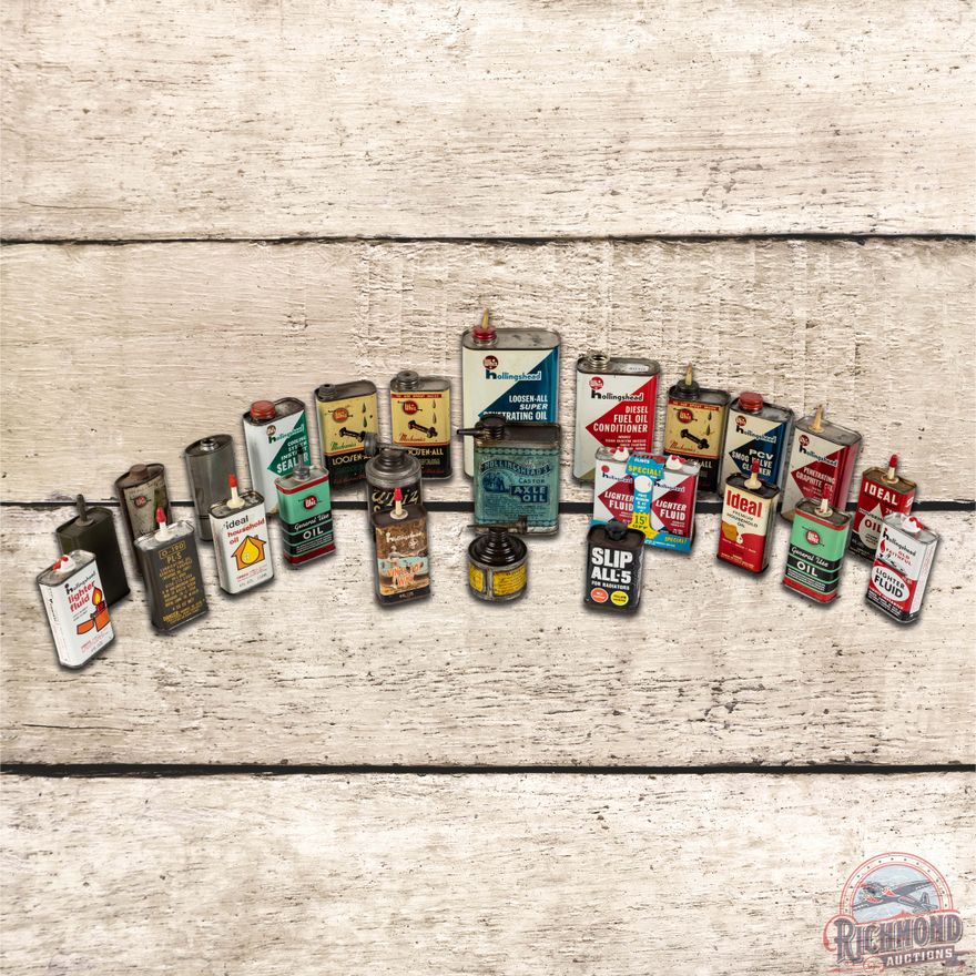 Outstanding Group of 26 Whiz Handy Oilers & Related Metal Oil Cans