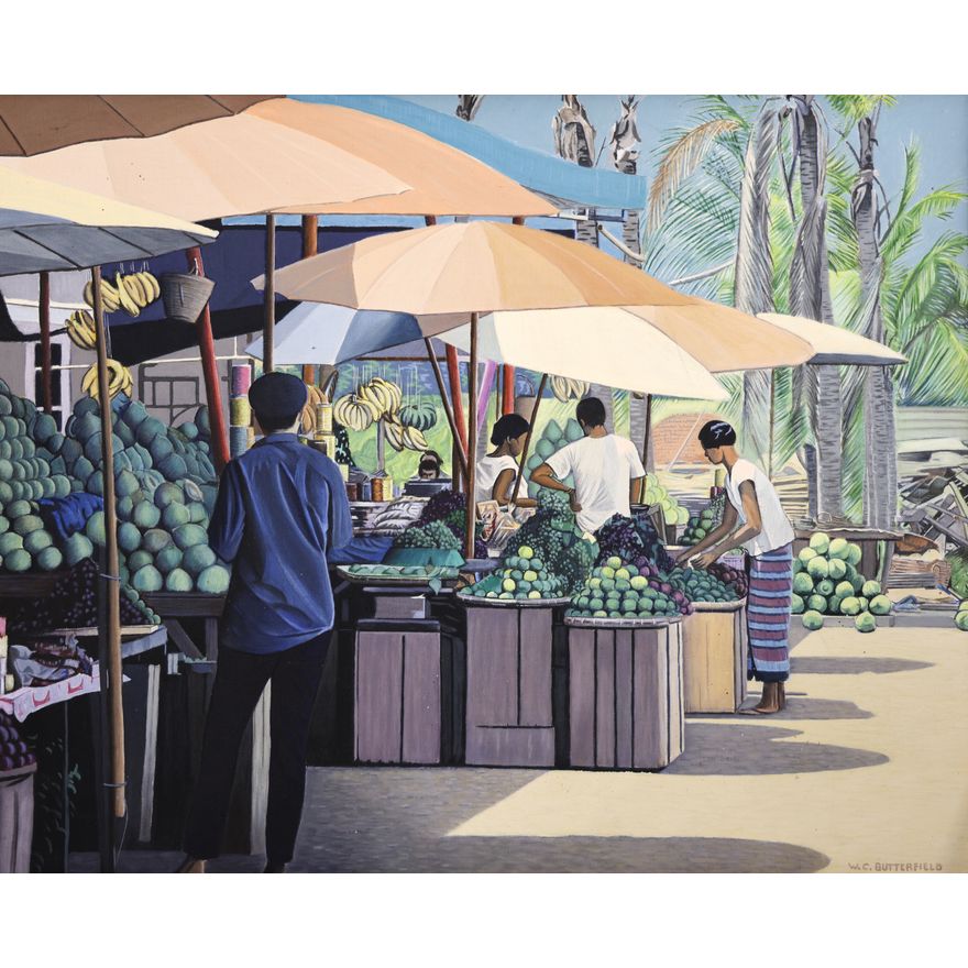 W. Cortland Butterfield ''Market Scene'' Oil