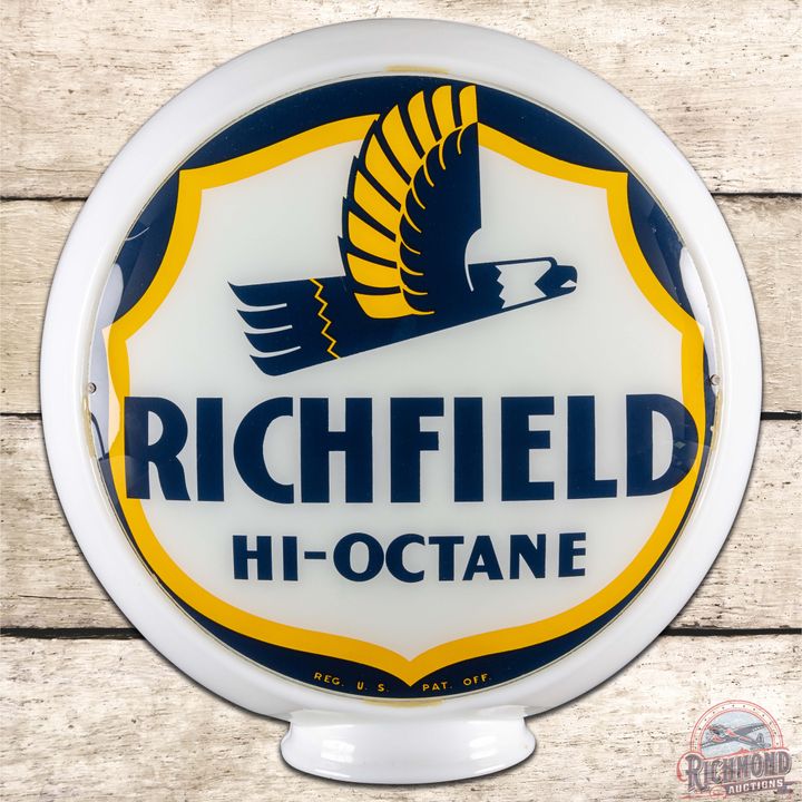 Richfield Hi-Octane Gasoline 13.5" Complete Milk Glass Gas Pump Globe