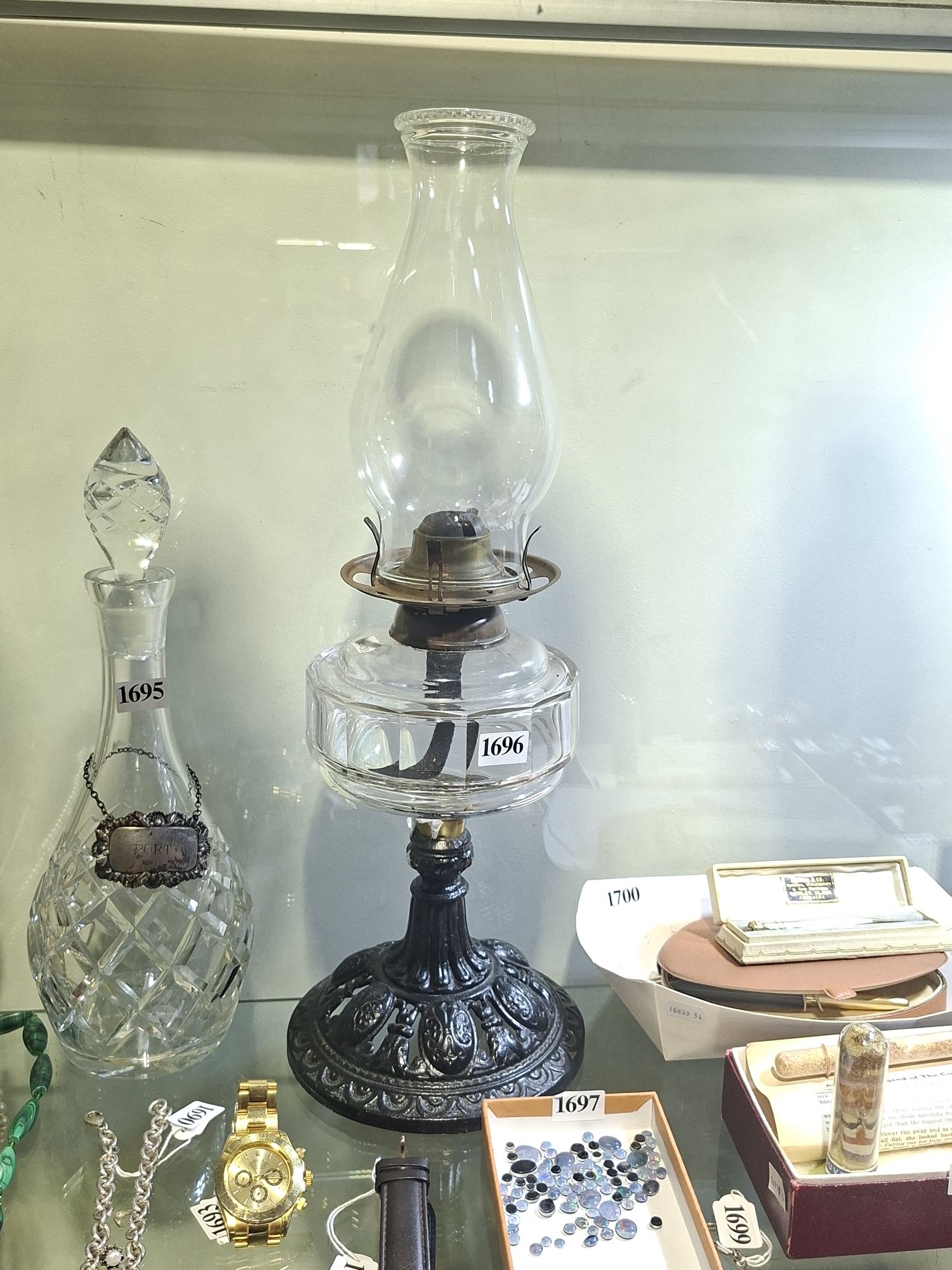 Vintage Clear Glass Oil Lamp