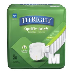 MEDLINE FITPLUSMD FITRIGHT PLUS BRIEFS, HEAVY ABSORBENCY, 32"-42", MEDIUM (4 PACKS OF 20)