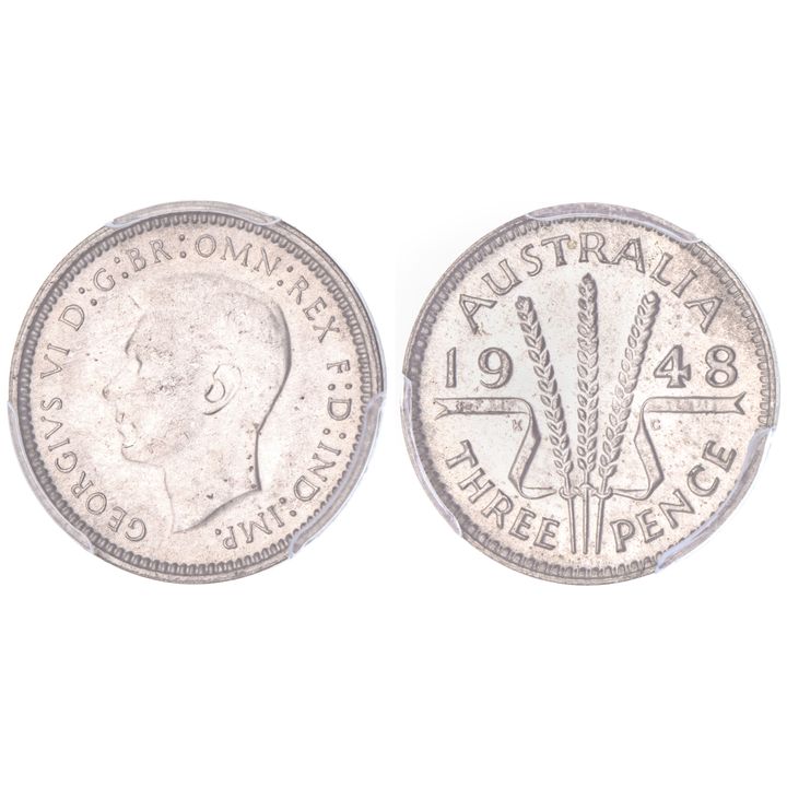 George VI, Threepence, 1948, PCGS MS 64
