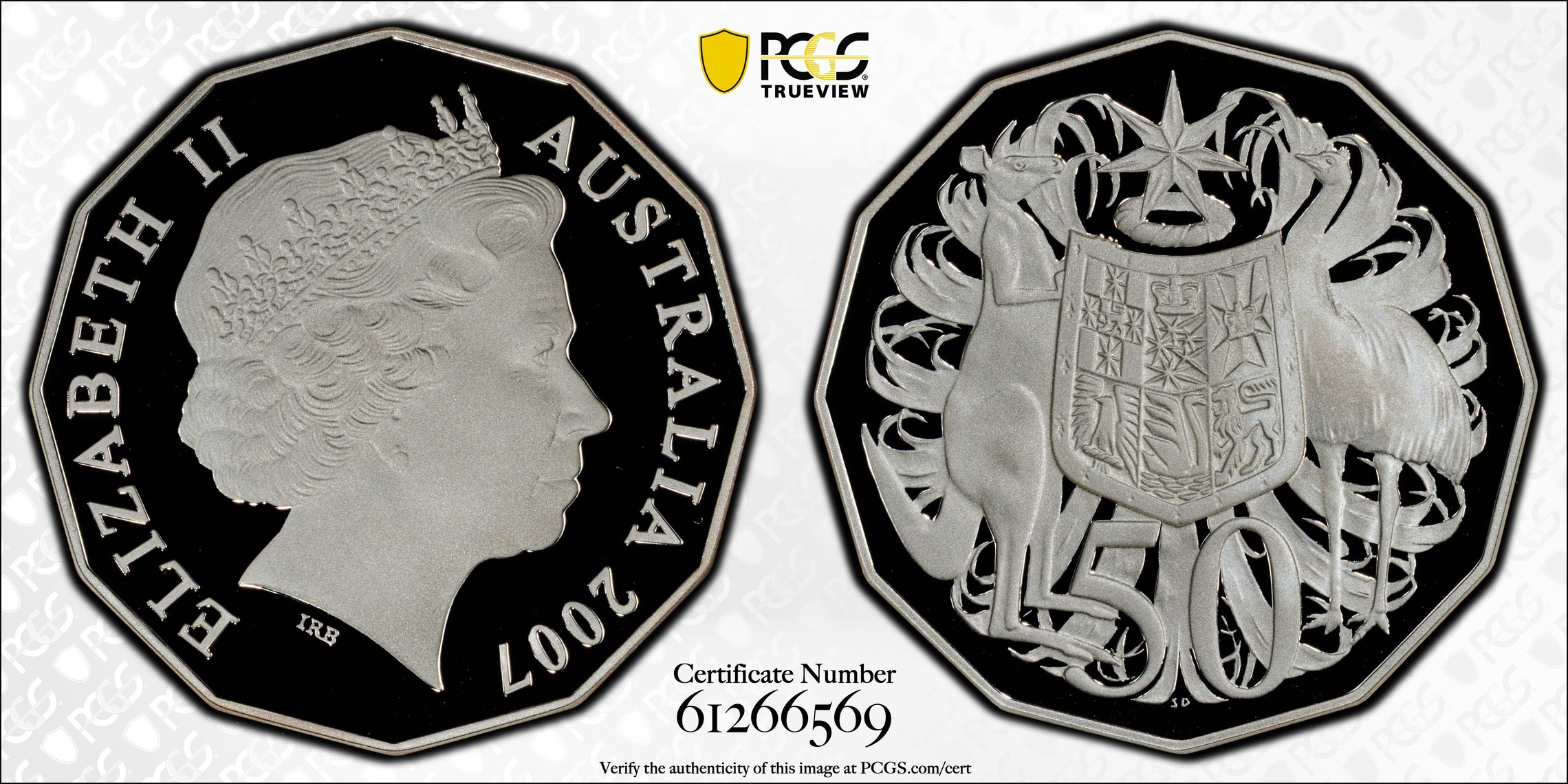 Silver, POP 10/0, Fifty Cent, 2007, PCGS PR70DCAM