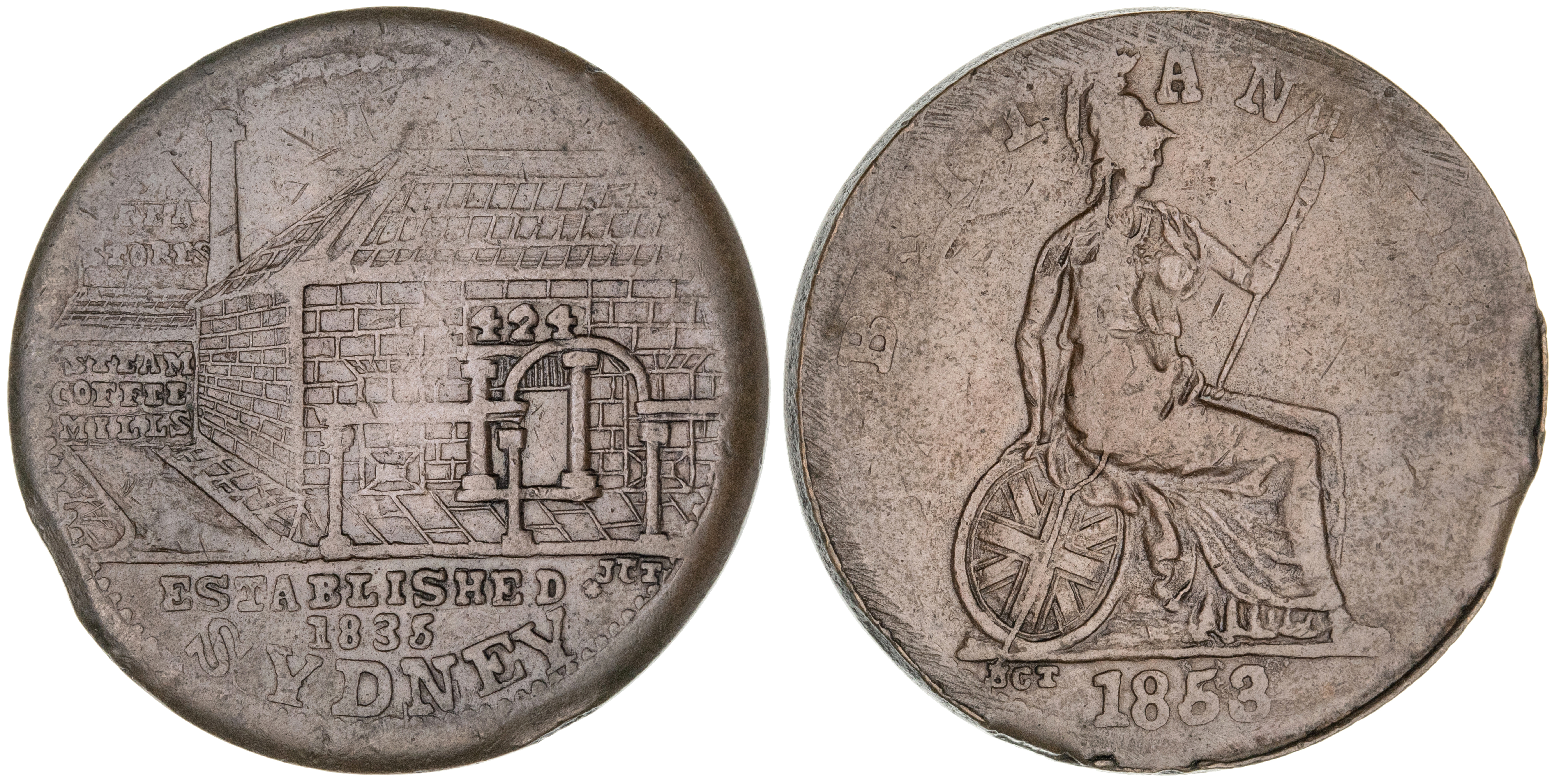 Sydney, New South Wales, Peek & Campbell, Penny, 1853, VF