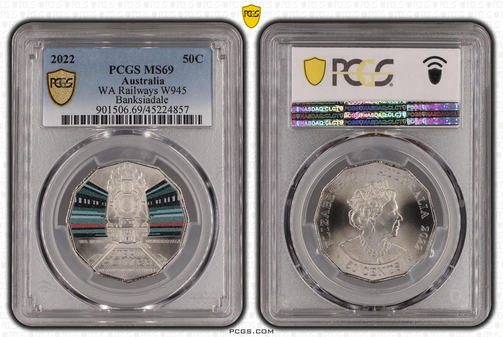2022 Australia Fifty Cent, 50c WA Railways W945 PCGS - MS69 -857