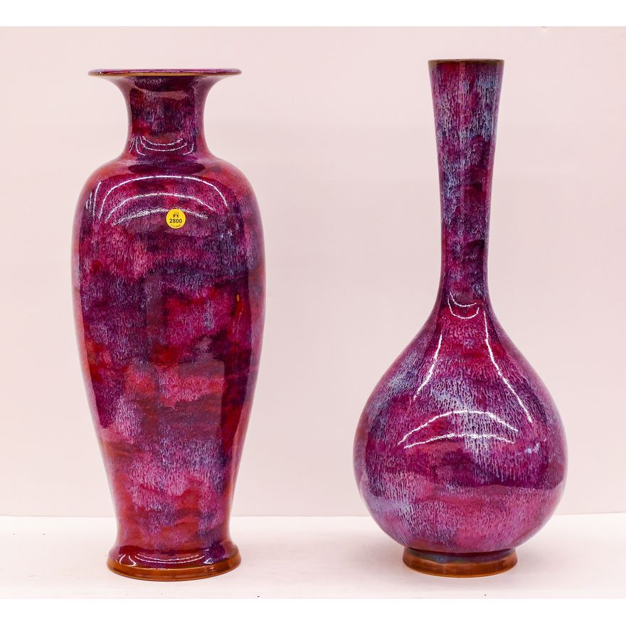 2pc Chinese Jun Splash Ware Large Vases- 20'' each
