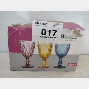 CRYSTAL VINTAGE COLORED GLASS GOBLETS - SET OF 3 - GREEN -