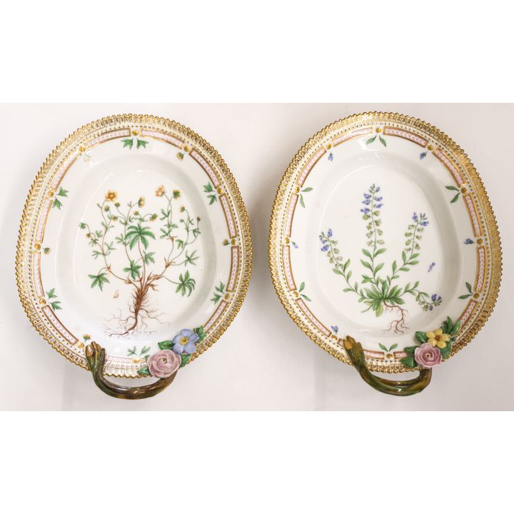 Pair Royal Copenhagen Flora Danica Oval Servers