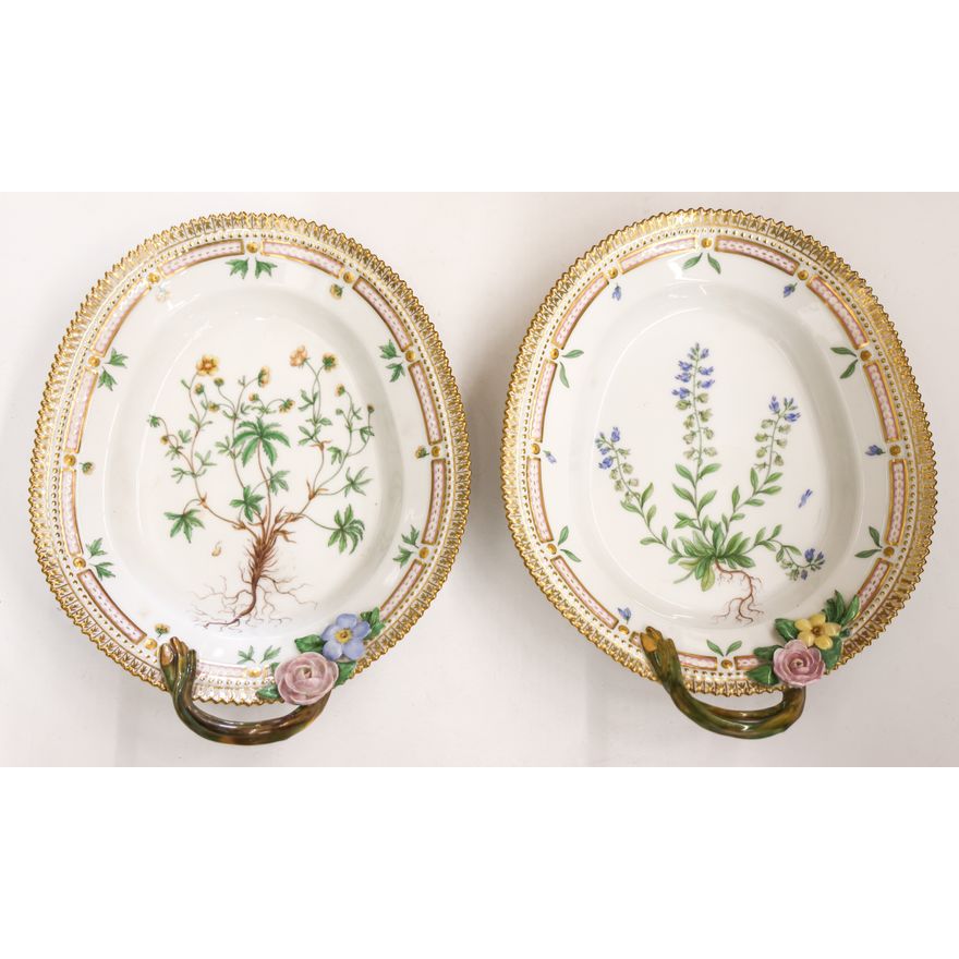 Pair Royal Copenhagen Flora Danica Oval Servers