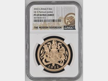 2022 PLATINUM JUBILEE PROOF GOLD 5 POUND COIN PF69 UCAM