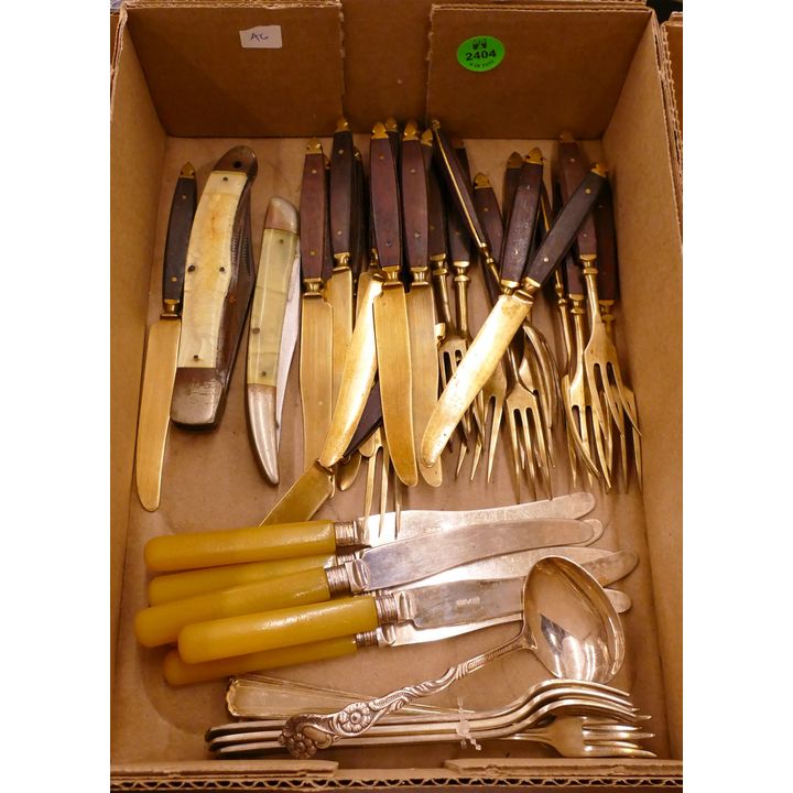 Box Old Flatware and Pocket Knives