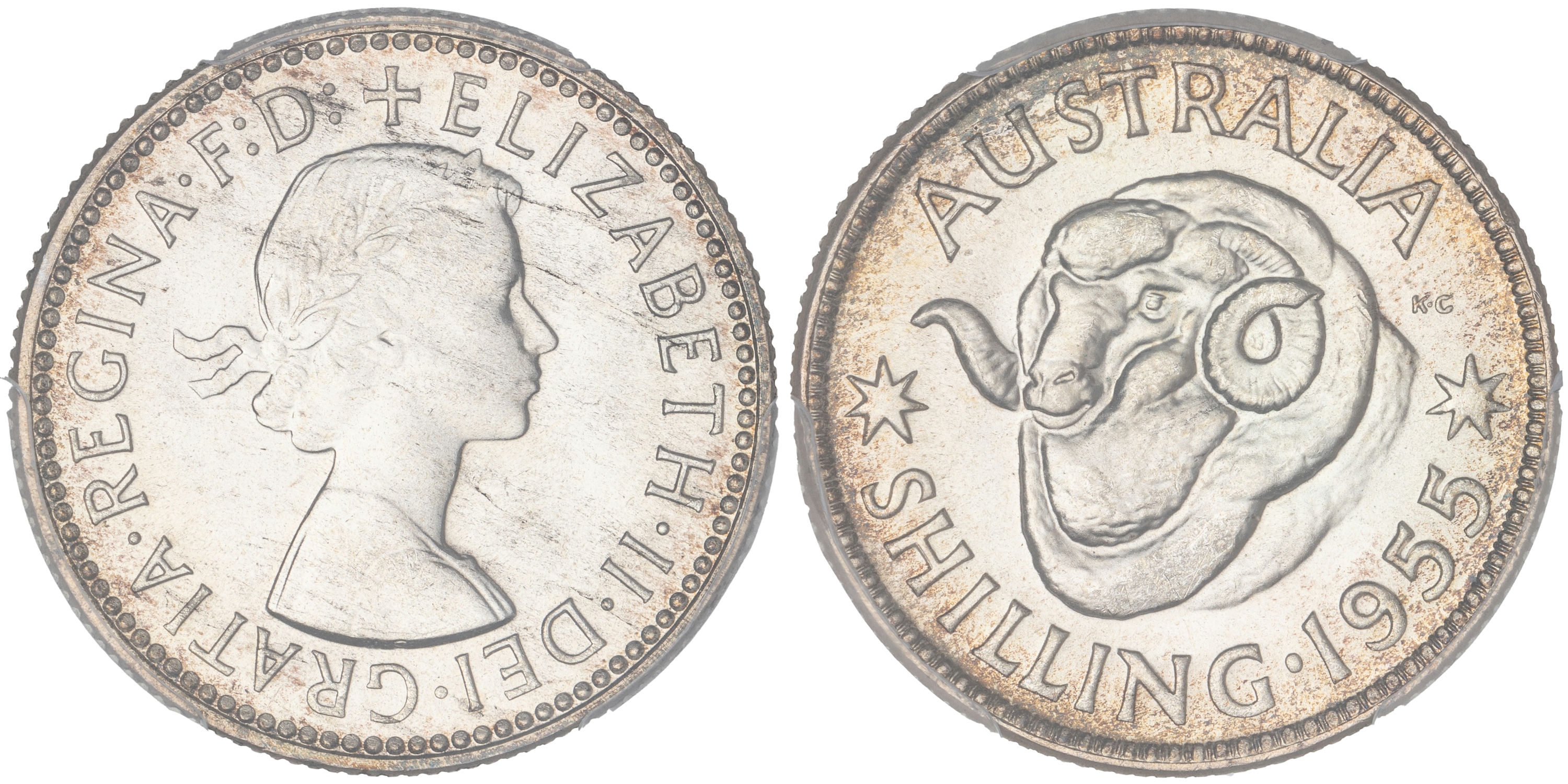 Elizabeth II, Shilling, 1955, PCGS MS66