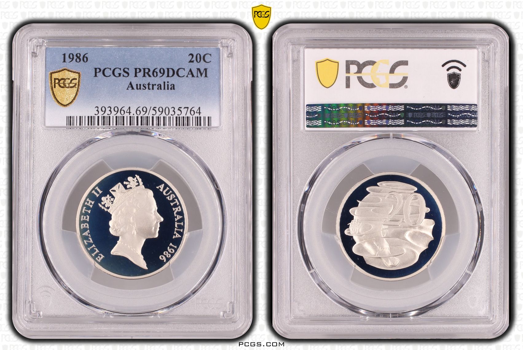 Twenty Cent, 1986, PCGS PR69DCAM