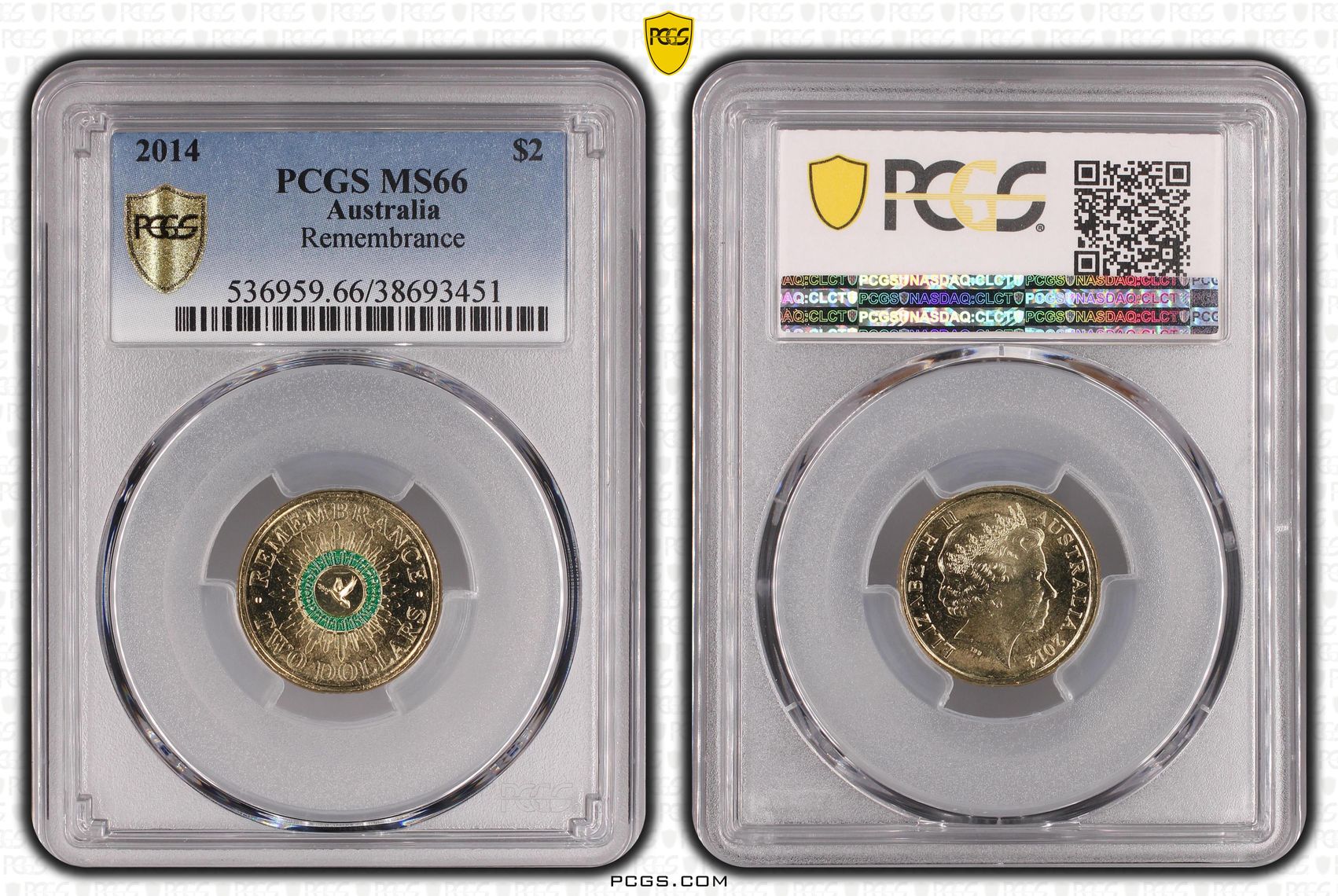 Elizabeth II, Remembrance, Two Dollar, 2014, PCGS MS66