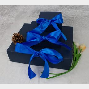 3 Pck Rectangle Gift Boxes with Lid and Bow - Navy -- 51743/2345 SN B3 (S7)
